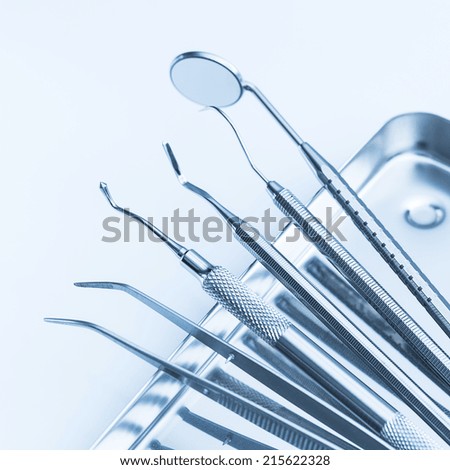 dentist basic cutlery on a tray dental medicine