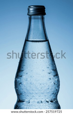 Bottle of mineral water with dew drops