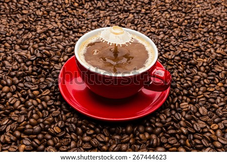 Drop of milk falling into a coffee cup Liquid Art