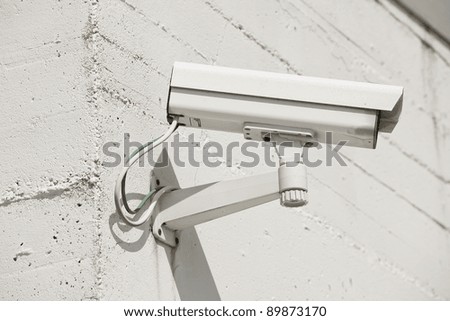 Video camera on a wall