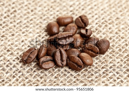 Brown Coffee Beans on a jute bag