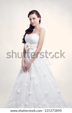 Bride beautiful woman in wedding dress - wedding style