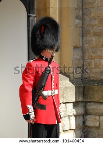 LONDON - APRIL 10: Her Majesty's Coldstream Regiment of Foot Guards, also known officially as the Coldstream Guards, performing the Changing of the Guards on April 10, 2012 in London, England.