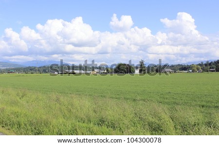 The agricultural hub of the Fraser Valley in British Columbia\'s Lower Mainland/Fraser Valley Landscape/Rich and productive farm land