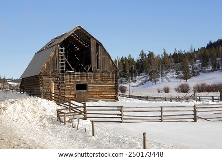 An old, rundown barn in winter/Old Winter Barn/An old, rundown barn in winter