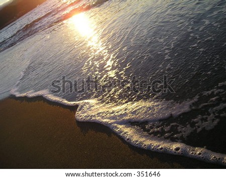 Gentle wave at sunset