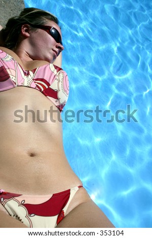 stock photo Bikini Pool Girl