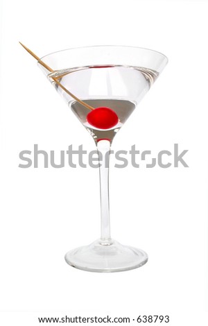 Isolated maraschino cherry martini