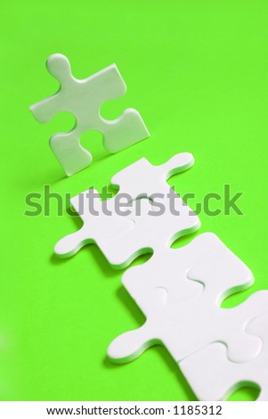 Jigsaw man with piece path