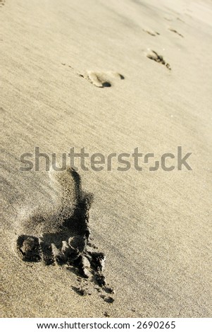 Footprint trail on beach trail