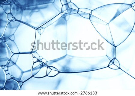 Organic cellular abstract in blue with white background