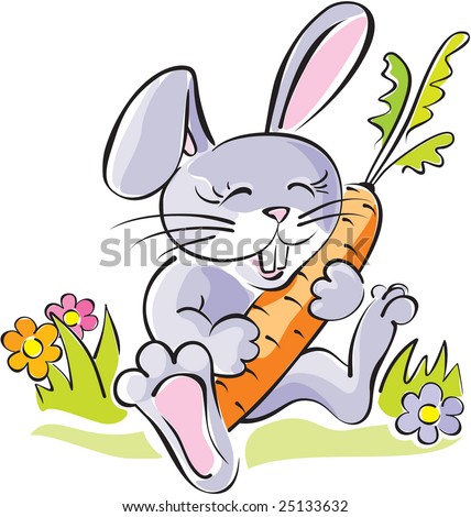 Images Funny Pictures on Funny Cartoon Rabbit  Holding Carrot  Artistic Vector Illustration