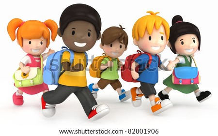 3D render of School Kids Running 3D render of School Kids Running