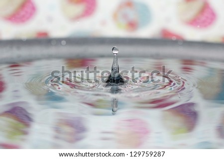 Colourful macro water drops splashing  against vibrant colored backdrop, isolated droplets