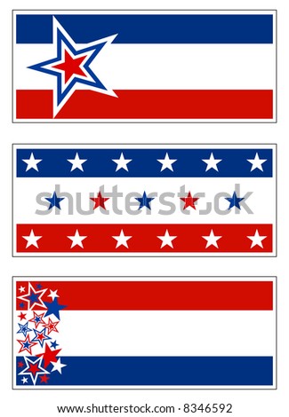 Patriotic banners with stars and stripes.  Scaled for banners, signs, and bumper stickers - USA.