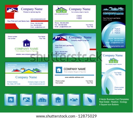 real estate business cards. stock vector : 8 Business