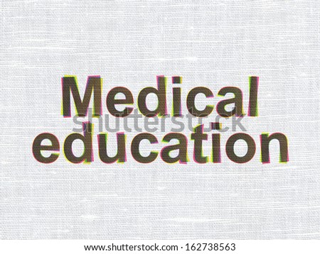 Education concept: CMYK Medical Education on linen fabric texture background, 3d render