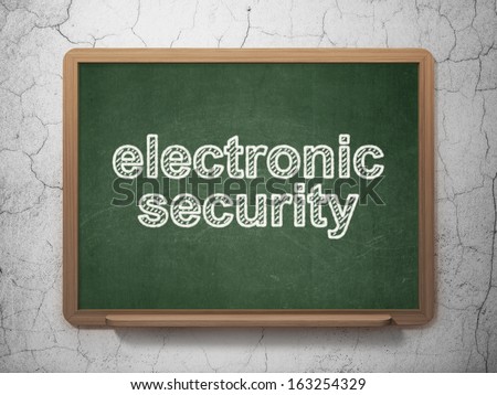 Security concept: text Electronic Security on Green chalkboard on grunge wall background, 3d render