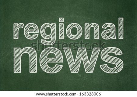News concept: text Regional News on Green chalkboard background, 3d render