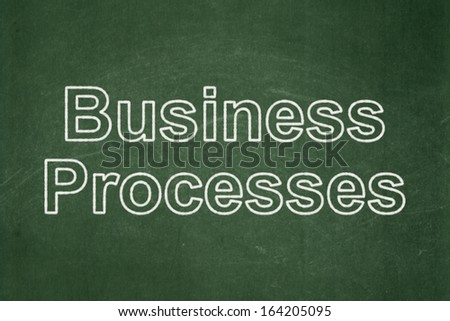 Business concept: text Business Processes on Green chalkboard background, 3d render