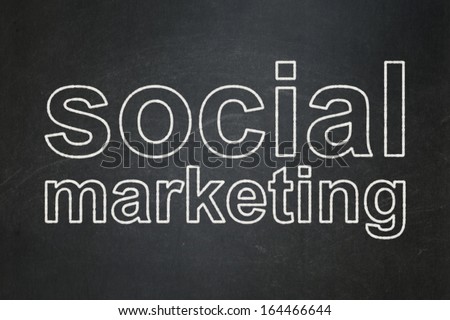 Advertising concept: text Social Marketing on Black chalkboard background, 3d render