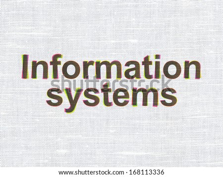 Information concept: CMYK Information Systems on linen fabric texture background, 3d render