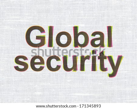 Security concept: CMYK Global Security on linen fabric texture background, 3d render