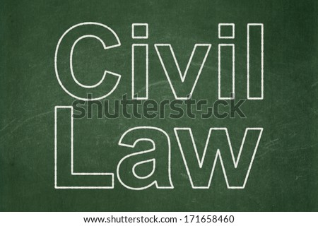 Law concept: text Civil Law on Green chalkboard background, 3d render