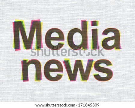News concept: CMYK Media News on linen fabric texture background, 3d render