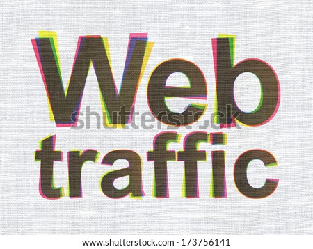 Web design concept: CMYK Web Traffic on linen fabric texture background, 3d render