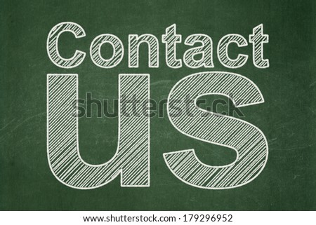 Marketing concept: text Contact Us on Green chalkboard background, 3d render