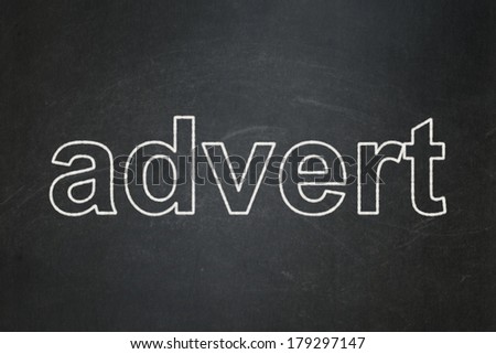 Advertising concept: text Advert on Black chalkboard background, 3d render