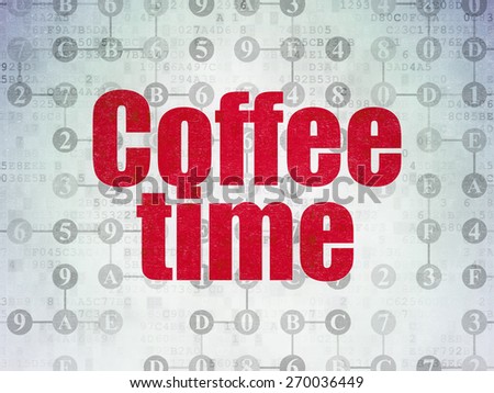 Time concept: Painted red text Coffee Time on Digital Paper background with  Scheme Of Hexadecimal Code, 3d render