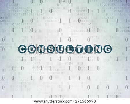 Finance concept: Painted blue text Consulting on Digital Paper background with Binary Code, 3d render