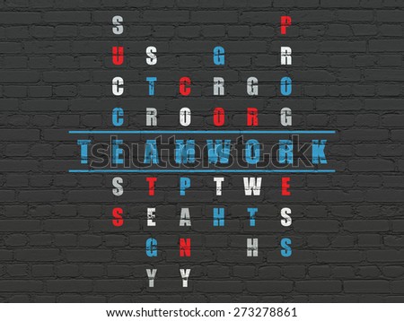Business concept: Painted blue word Teamwork in solving Crossword Puzzle, 3d render