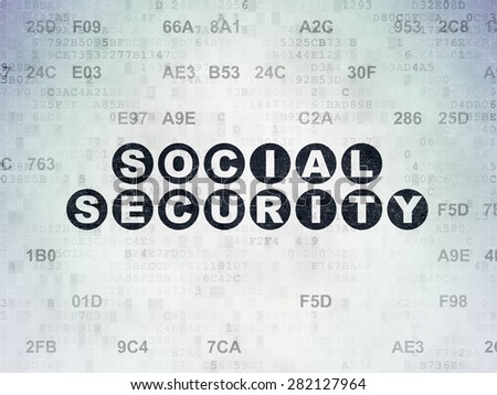 Protection concept: Painted black text Social Security on Digital Paper background with Hexadecimal Code, 3d render