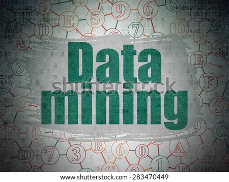 Data concept: Painted green text Data Mining on Digital Paper background with  Scheme Of Hexadecimal Code, 3d render
