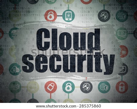 Privacy concept: Painted black text Cloud Security on Digital Paper background with  Scheme Of Hand Drawn Security Icons, 3d render