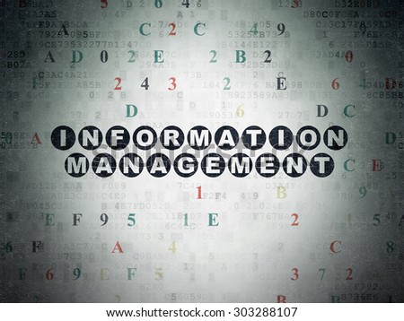 Data concept: Painted black text Information Management on Digital Paper background with Hexadecimal Code, 3d render