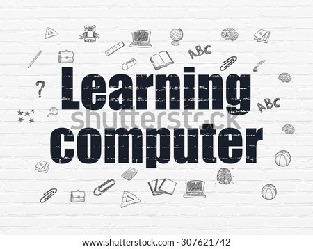 Learning concept: Learning Computer on wall background