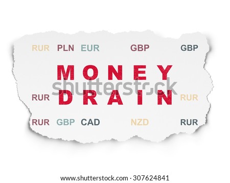 Currency concept: Money Drain on Torn Paper background