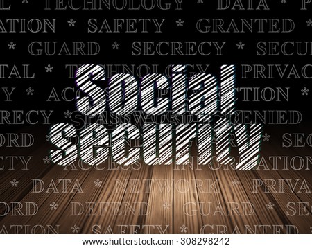 Privacy concept: Social Security in grunge dark room