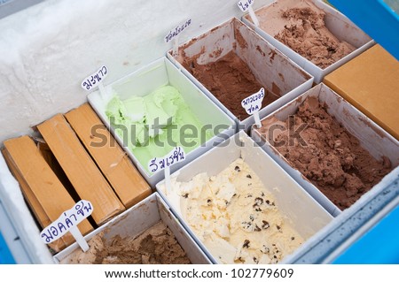 ice cream on sale in the freezer.