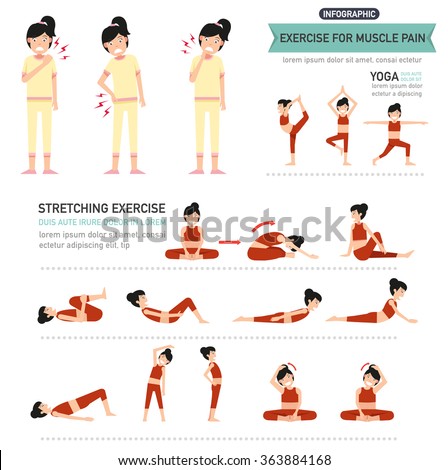 exercise for muscle pain infographic,vector illustration.