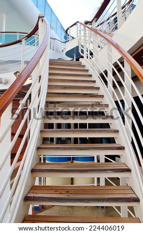 Wooden cruise ship deck steps