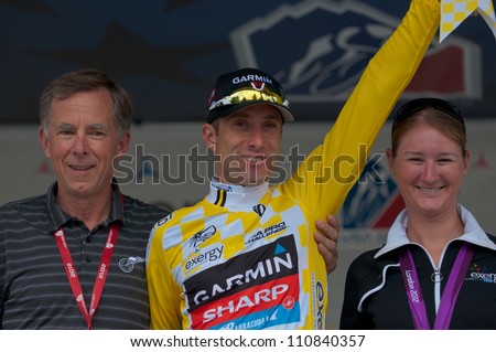 ASPEN, CO - AUG 22: Christian Vandevelde yellow jersey leader of the US Pro Cycling Challenge in Aspen, CO on Aug 22, 2012