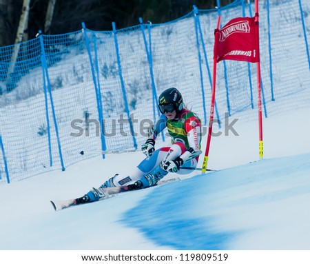 ASPEN, CO - NOV 24: Lara Gut of Switzerland finishes 4th at the FIS Audi Worldcup Giant Slalom in Aspen, CO on November 24, 2012