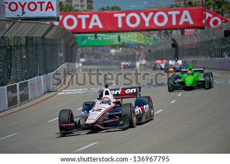 LONG BEACH, CA - APRIL 21:Will Power (12)  leading the Izod Indycar Grand Prix in Long Beach, CA on April 21, 2013
