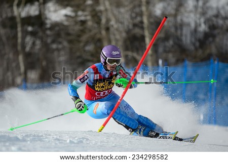 ASPEN, CO - November 30: Tina Maze at the Audi FIS Ski World Cup  Slalom race in Aspen, CO on November 30, 2014