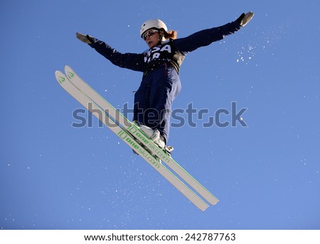 DEER VALLEY, UT - January 08: Ashley Coldwell wins at the FIS VISA FREESTYLE World Cup, Aerials Competition in Deer Valley, UT on January 08, 2015